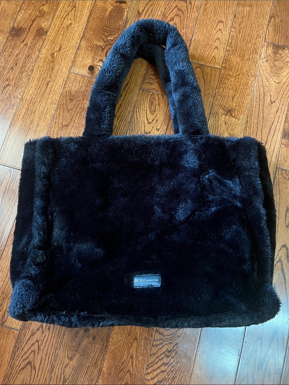 BCBGeneration Black Faux Fur Tote Bag